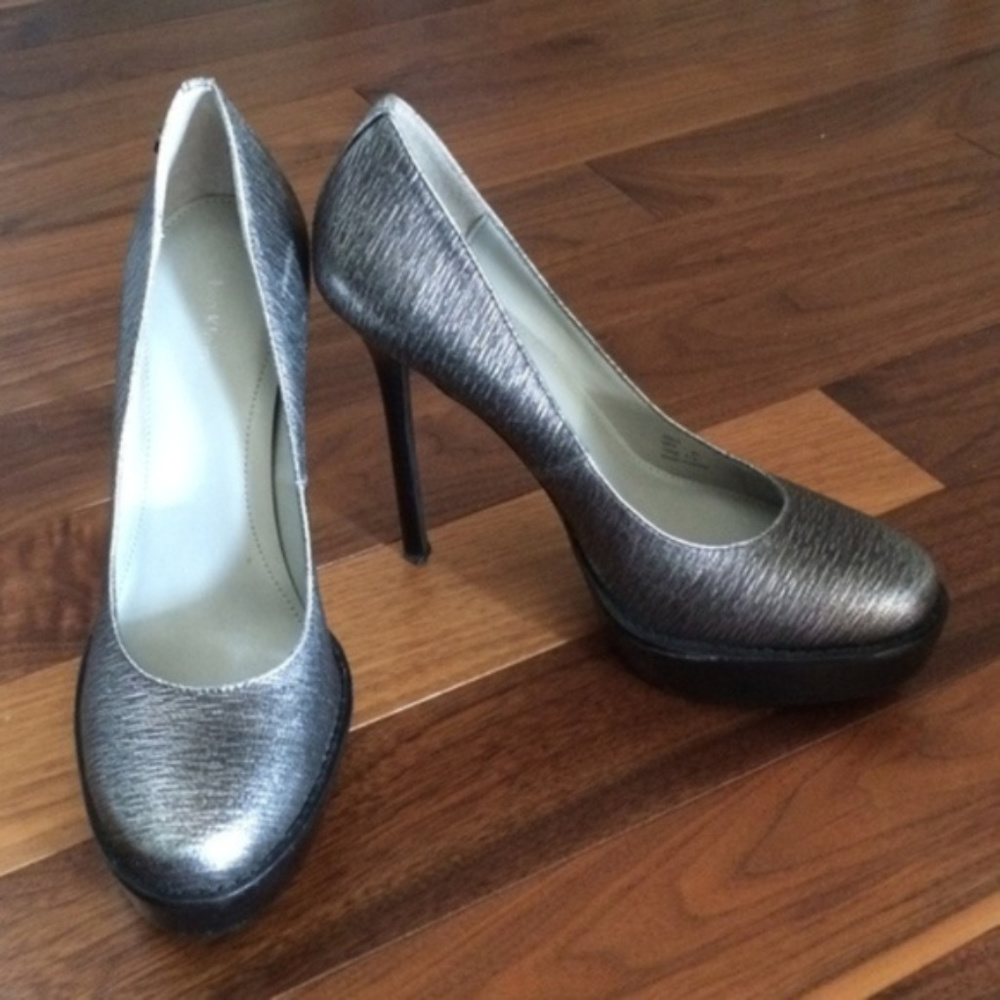 Calvin Klein Dria Silver & Black Platform Heels